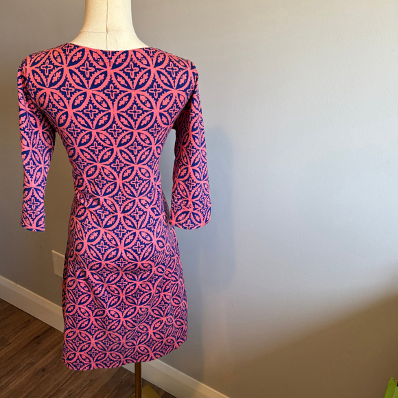 Hatley Women's 3/4 Sleeve Cotton Lucy Dress, Pink & Blue SZ M - Picture 3 of 7